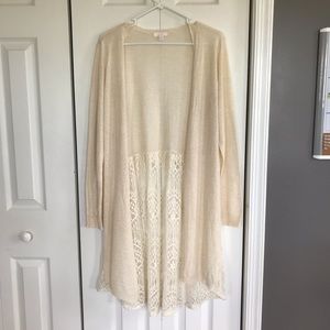 LC Lauren Conrad Lace Cream Cardigan
